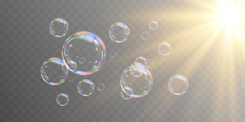 Realistic soap bubbles collection.Abstract floating soap bubbles.Vector EPS 10.