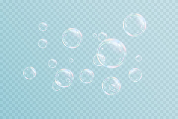Realistic soap bubbles collection.Abstract floating soap bubbles.Vector EPS 10.