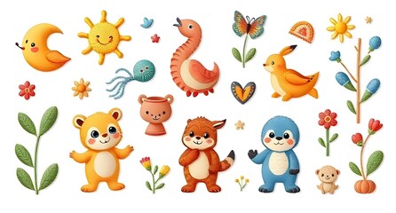 Fototapeta premium set of funny cartoon animals