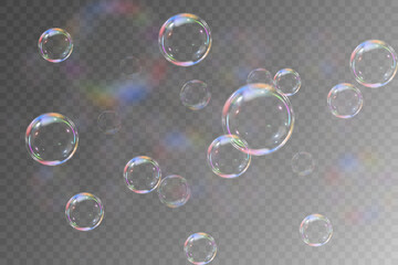 Realistic soap bubbles collection.Abstract floating soap bubbles.Vector EPS 10.