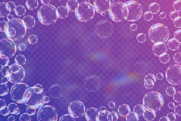 Realistic soap bubbles collection.Abstract floating soap bubbles.Vector EPS 10.