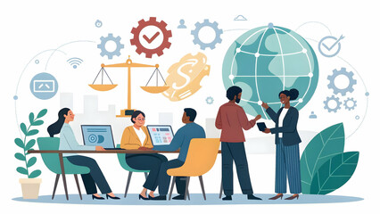 Modern Business Meeting with Diverse Team in Office Setting