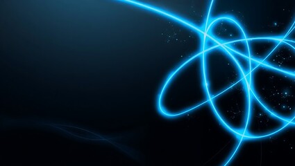 Abstract blue neon light trails on dark background
