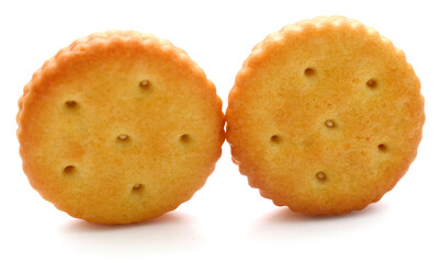 Close-up of cookies against white background 