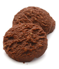 Close-up of cookies against white background 