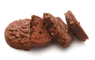Close-up of cookies against white background 
