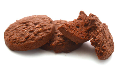Close-up of cookies against white background 