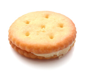 Close-up of cookies against white background 