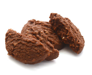 Close-up of cookies against white background 