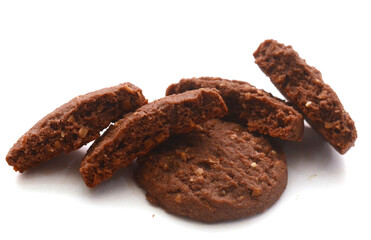 Close-up of cookies against white background 