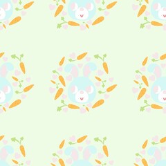 Seamless little blue rabbit pattern 