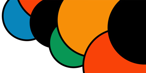 Trend Colorful Abstract Geometric Wave Background Design With Bold Black Line And Beautiful Red, Orange, Blue and Orange Color For Art Festival, Web Design