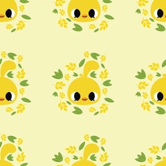 Seamless yellow little chicken pattern 