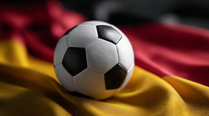 Soccer ball on Germany flag studio background
