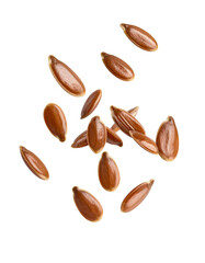 Obraz premium Flax Seeds Floating in Air on Transparent Background
