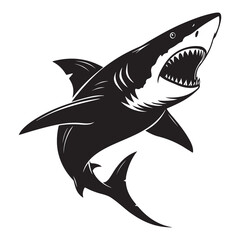 Blue jumping shark vector illustration swimming underwater in ocean