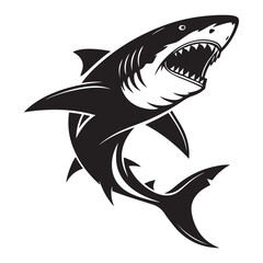 Shark vector illustration swimming in the ocean with fin and silhouette icon