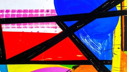 Abstract painting background showing colorful geometric shapes