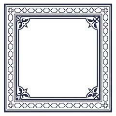Elegant decorative border with geometric patterns and ornate floral corner elements