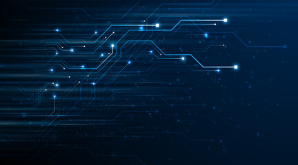 Blue glowing lines with glitter light effect on dark background. High speed internet technology concept or fast wireless data transmission. modern internet network connection technology background	