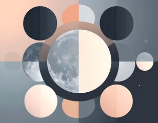 Moon phases creating a colorful and geometric pattern