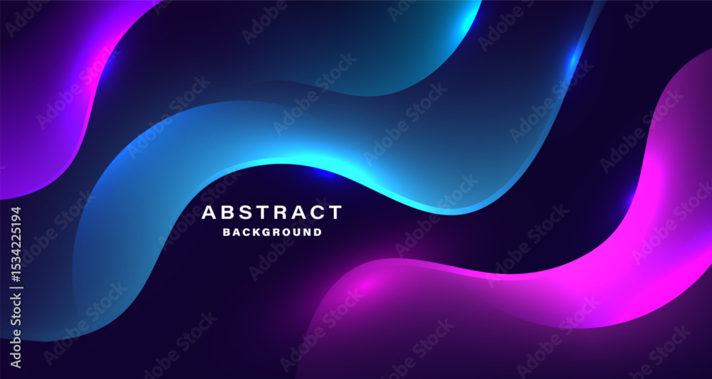Poster futuristic glowing abstract background with neon wave curves
