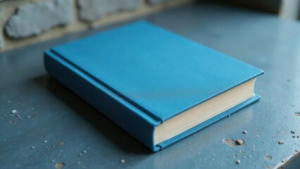 A Serene Teal Hardcover Book Rests on a Weathered Surface