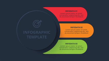 Creative concept for infographic with 3 steps, template for web on a black background.