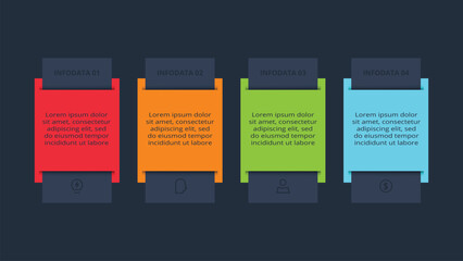 Creative concept for infographic with 4 steps, template for web on a black background.
