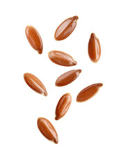 Obraz premium Flax Seeds Floating in Air on Transparent Background