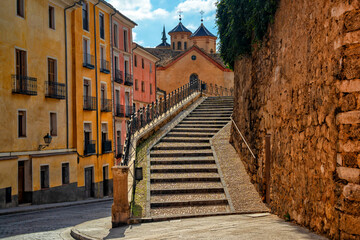 Spain. Cuenca, Castile La Mancha. Ancient architecture of the historic city. Travel and tourism in Spanish cities