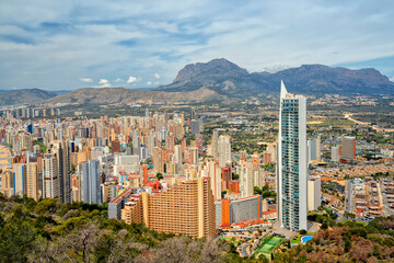 Spain. Beach seaside resort Benidorm. Travel and tourism in the paradise Spanish cities