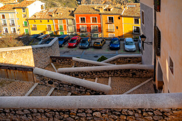 Spain. Cuenca, Castile La Mancha. Ancient architecture of the historic city. Travel and tourism in Spanish cities