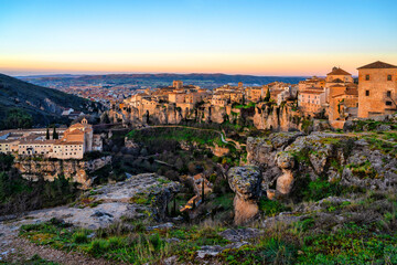Spain. Cuenca, Castile La Mancha. Ancient architecture of the historic city. Travel and tourism in Spanish cities