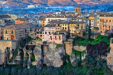 Spain. Cuenca, Castile La Mancha. Ancient architecture of the historic city. Travel and tourism in Spanish cities