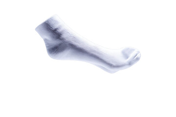 Conceptual x-ray style visualization of a human foot encased in a low-cut ankle sock, isolated on a bright transparent background for medical