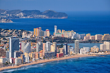 Spain. Beach seaside resort  Calpe and Benidorm. Travel and tourism in the paradise Spanish cities