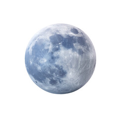 A detailed, high-resolution image of the full moon showcasing its craters and surface textures in shades of blue and gray.