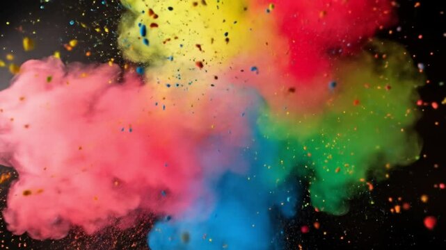 Colorful powder explosion with adobe stock watermark overlayed.