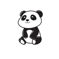 Vector art of a cute cartoon panda bear sitting isolated on white background