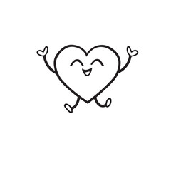 Vector art of a cheerful heart character joyfully skips isolated on white background, radiating happiness
