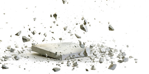Exploding white block isolated on a white background png ai generated