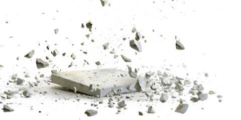 Exploding white block isolated on a white background png ai generated