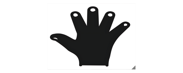 Black Silhouette of a Hand Showing Five Fingers on White Background