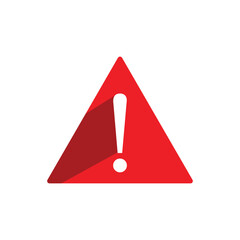 Flat round red exclamation point icon, button, attention symbol isolated on white&nbsp;background . Vector Illustration . EPS 10 . 