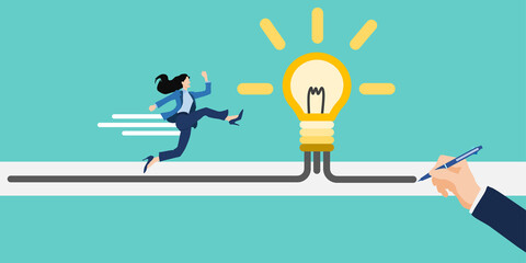 アイデアが閃くビジネスウーマンのイラスト