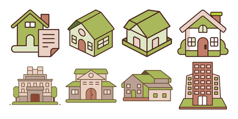 vector illustration of houses real estate icon Vector illustration, editable stroke on white background.   