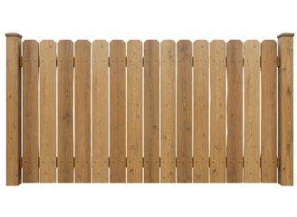 Wooden fence section isolated on transparent background