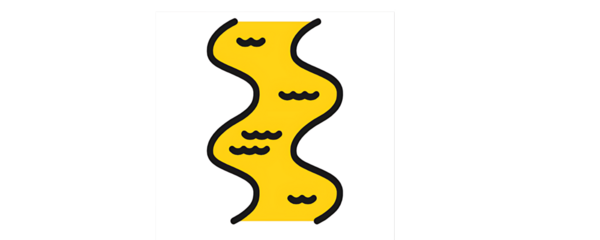 Yellow Winding River Simple Line Art Illustration stream