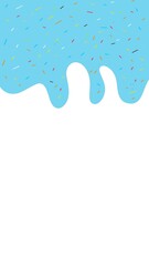 Blue liquid splash with rainbow springkles 